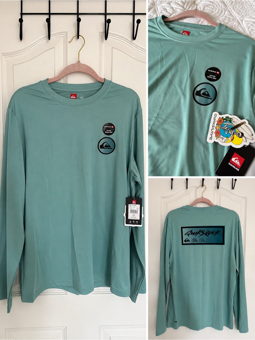 Quiksilver Seafoam Green Long Sleeve Logo Shirt